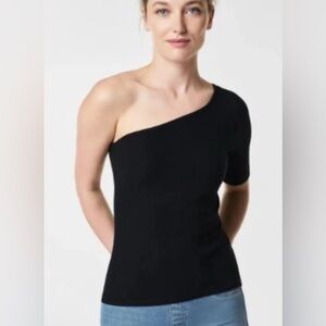 SPANX‎ Black Rib One Shoulder Top NWT Size XL